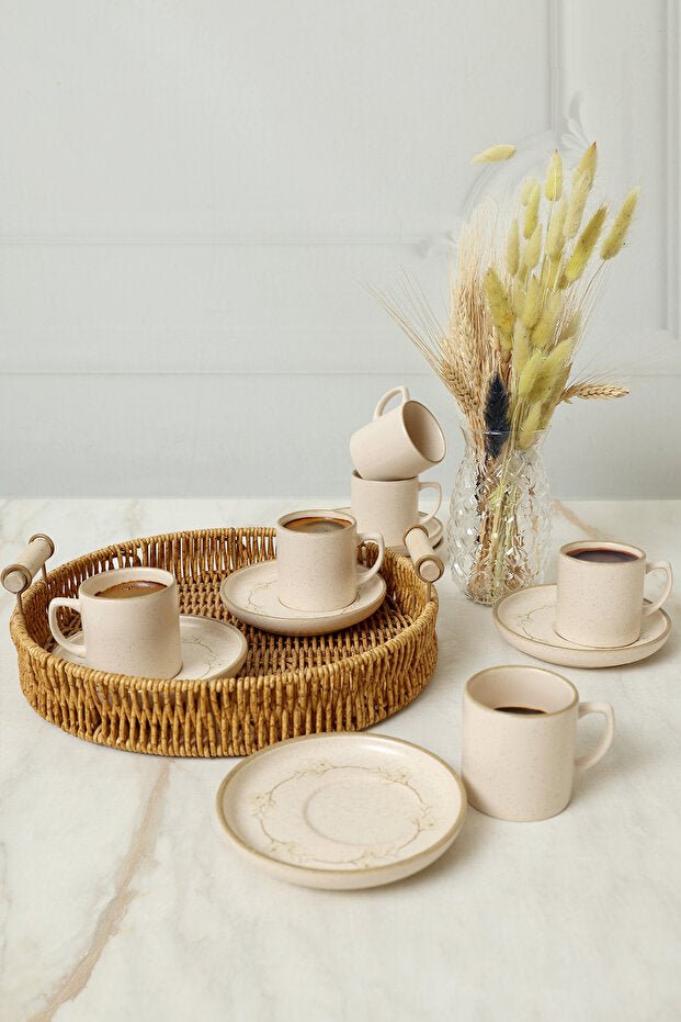 Keramika Professional Taupe Bloom Nordic Coffee Serving Set - 12 Piece - TryAladdin