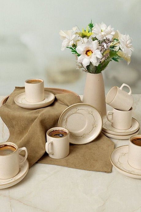 Keramika Professional Taupe Bloom Nordic Coffee Serving Set - 12 Piece - TryAladdin