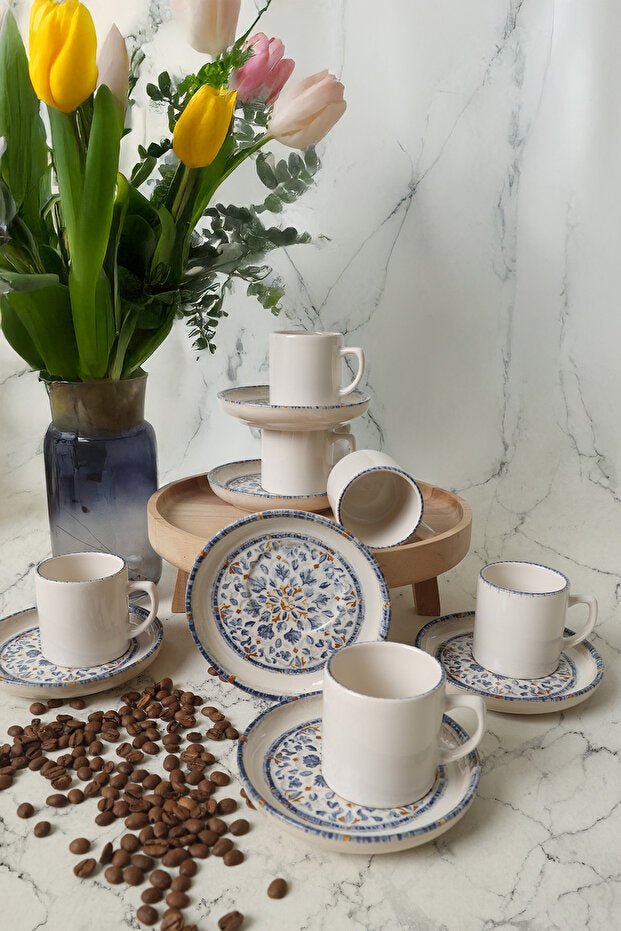 Keramika Sapphire Nordic 6 - Person Coffee Set - 12 Pieces - TryAladdin