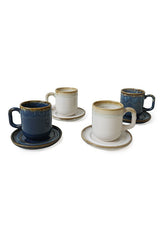 Keramika Shizen Premium Blue Cream Formart Coffee Set - 8 - Piece 4 - Person - TryAladdin