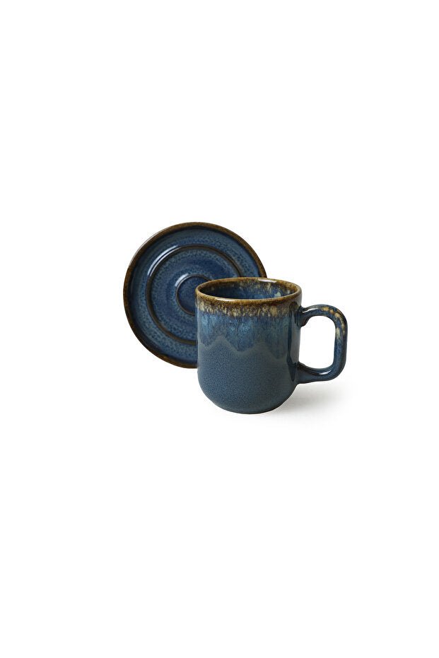 Keramika Shizen Premium Blue Cream Formart Coffee Set - 8 - Piece 4 - Person - TryAladdin