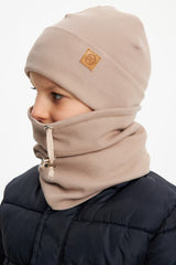 Kids' 100% Cotton Ribbed Beanie & Snood Set - TryAladdin