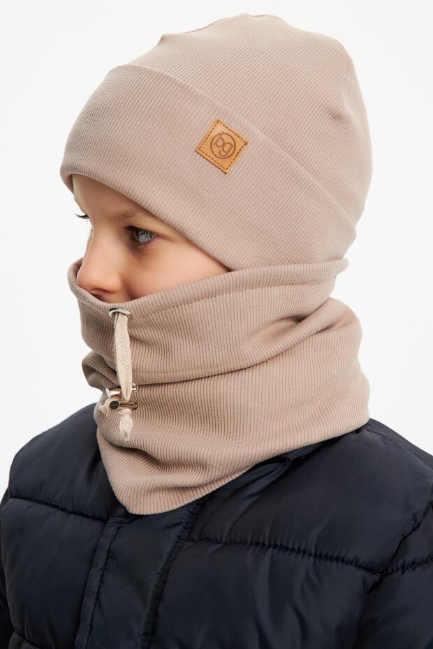 Kids' 100% Cotton Ribbed Beanie & Snood Set - TryAladdin