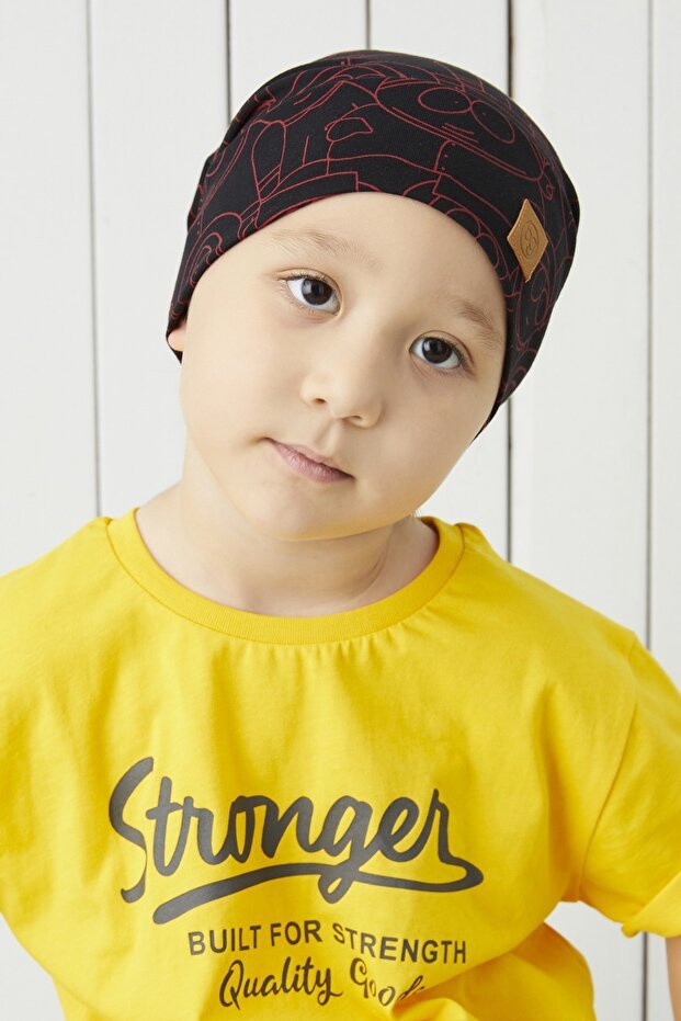 Kids Black & Red Pattern Soft cotton Hat Beanie Buff - TryAladdin