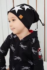 Kids Black & White Stars Beanie Hat - Soft cotton - TryAladdin