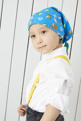 Kids' Blue Patterned 4 - Season Cotton Beanie Hat Buff - TryAladdin