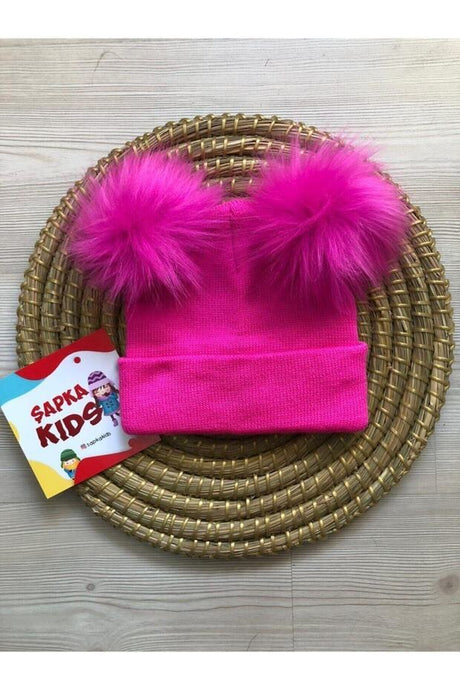 Kids Double Pom - pom Beanie - TryAladdin