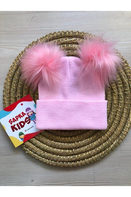 Kids Double Pom - Pom Beanie - Soft cotton - TryAladdin