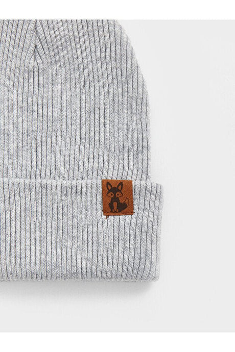 Kids Grey Ribbed Beanie Hat with Pom - pom - TryAladdin