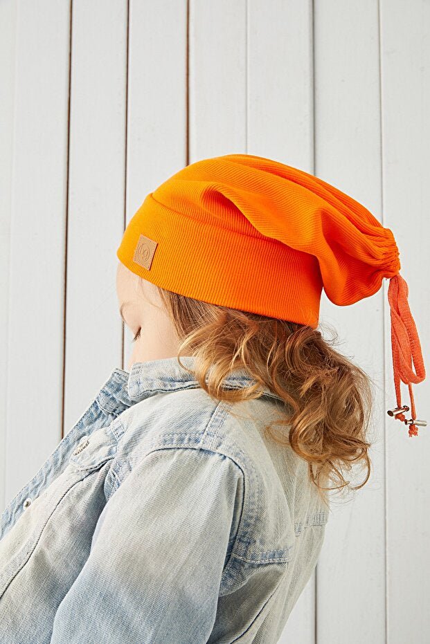 Kids' Orange 100% Cotton Beanie & Neck Warmer Set - TryAladdin