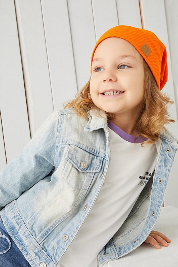 Kids Orange 100% cotton Beanie & Neck Warmer Set - TryAladdin