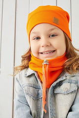 Kids' Orange 100% Cotton Beanie & Neck Warmer Set - TryAladdin