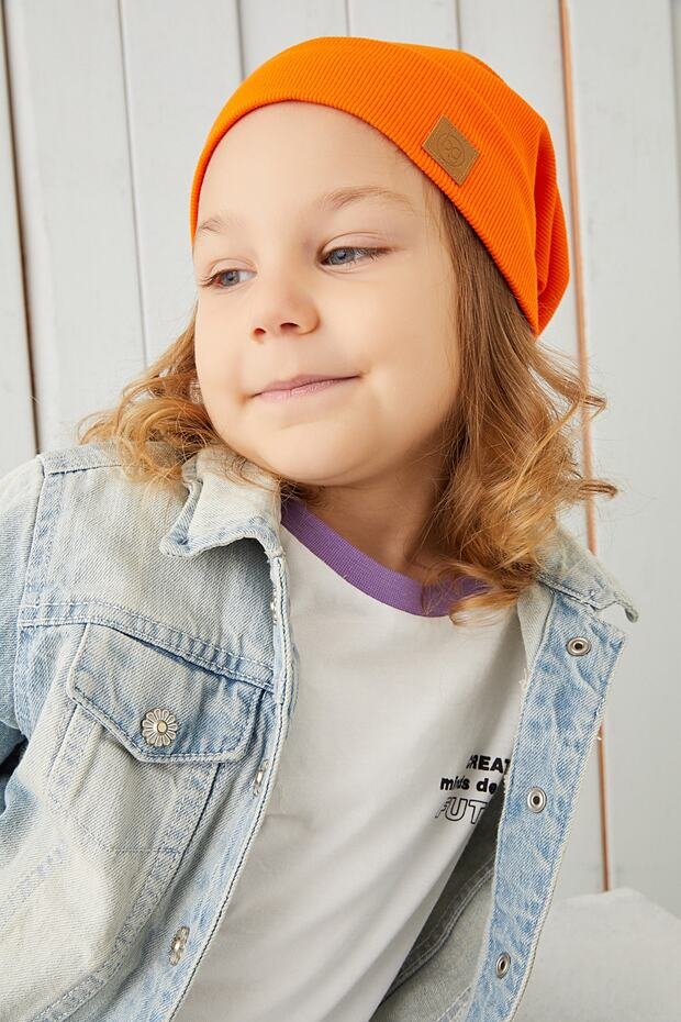 Kids' Orange 100% Cotton Beanie & Neck Warmer Set - TryAladdin