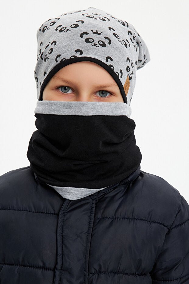 Kids Panda Hat & Neck Warmer Set - Soft 100% cotton - TryAladdin