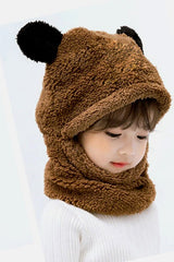 Kids' Plush Bear Balaclava Hat - Windproof & Warm Neck Scarf - TryAladdin