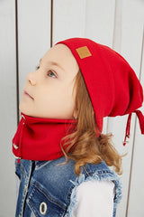 Kids Red 100% cotton Beanie & Neck Warmer Set - TryAladdin