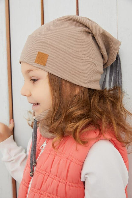 Kids' Ribbed Cotton Hat & Neck Warmer Set - TryAladdin