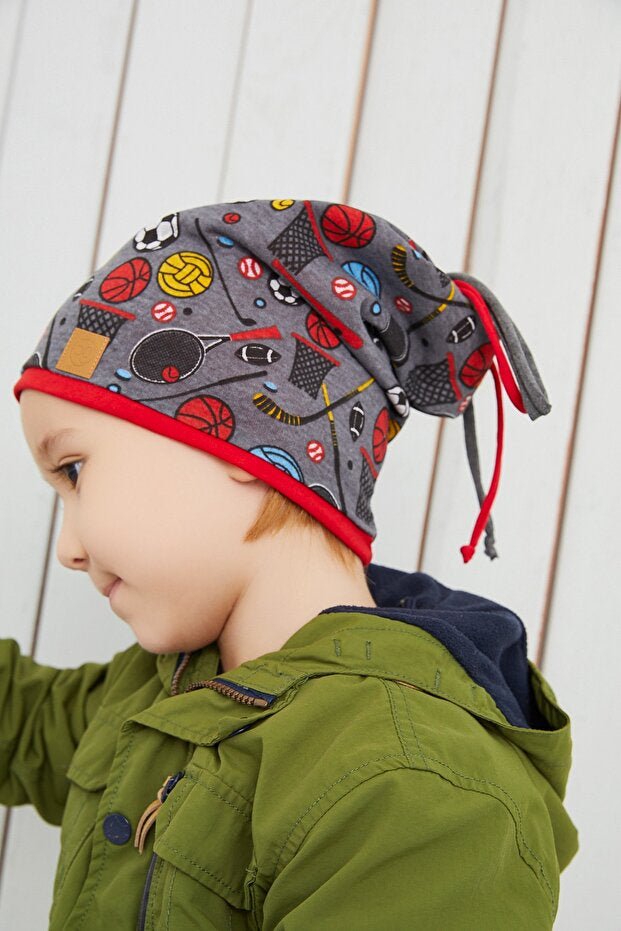 Kids Smoke Grey Sport Beanie Hat - Soft 100% cotton - TryAladdin