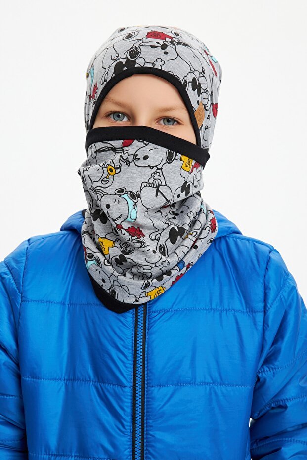 Kids Snoopy Beanie & Neck Warmer Set - Soft Cotton Blend - TryAladdin