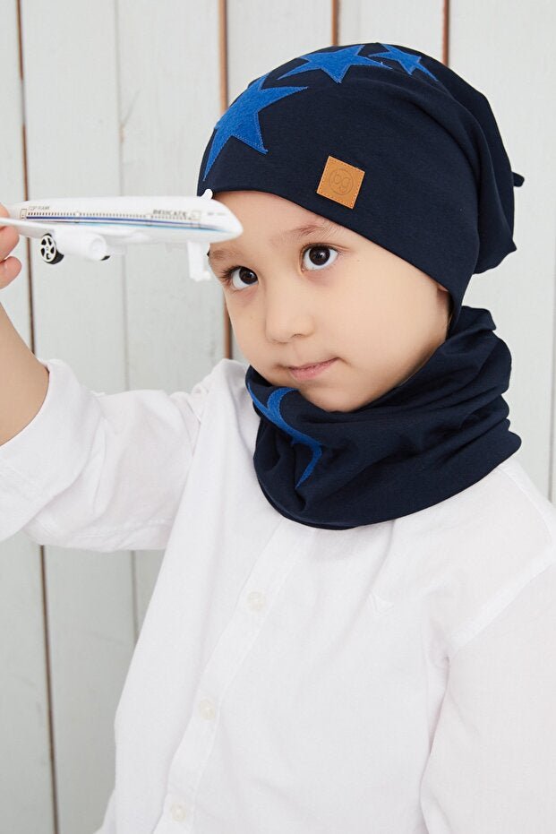 Kids' Star Beanie & Neck Warmer Set - Soft 100% Cotton - TryAladdin