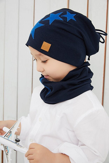 Kids' Star Beanie & Neck Warmer Set - Soft 100% Cotton - TryAladdin