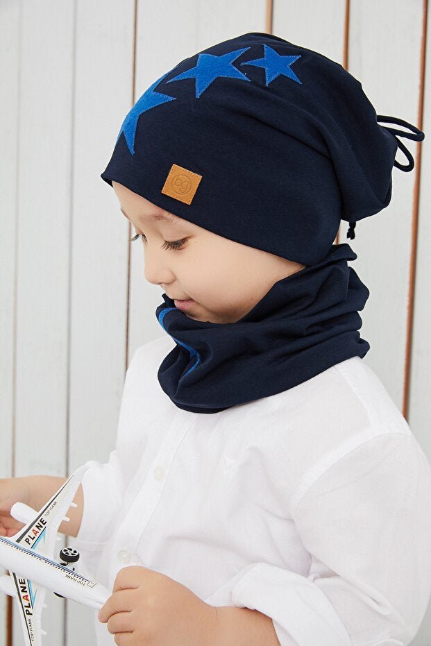 Kids' Star Beanie & Neck Warmer Set - Soft 100% Cotton - TryAladdin