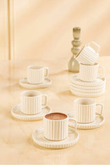 Kitchen Life Saturn Modern Striped Turkish Coffee Cup Set - 12 - Piece Professional Collection - TryAladdin