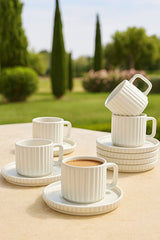 Kitchen Life Saturn Modern Striped Turkish Coffee Cup Set - 12 - Piece Professional Collection - TryAladdin