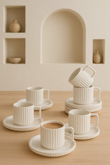 Kitchen Life Saturn Modern Striped Turkish Coffee Cup Set - 12 - Piece Professional Collection - TryAladdin