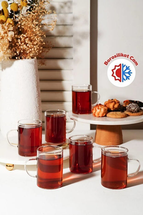 Kitchen Way Professional Luxury Thin Heat - Resistant Borosilicate Glass Mugs - Set of 6 - TryAladdin