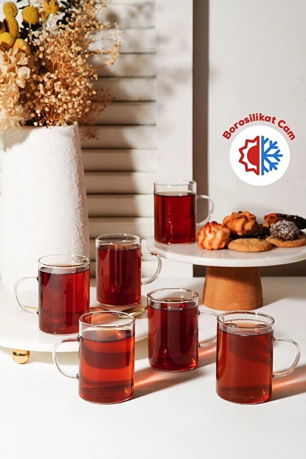 Kitchen Way Professional Luxury Thin Heat - Resistant Borosilicate Glass Mugs - Set of 6 - TryAladdin