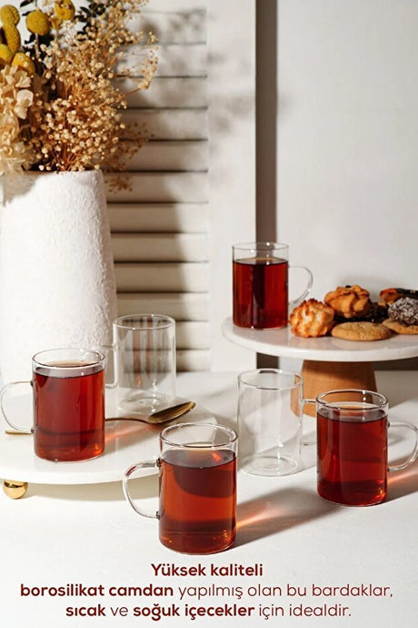 Kitchen Way Professional Luxury Thin Heat - Resistant Borosilicate Glass Mugs - Set of 6 - TryAladdin