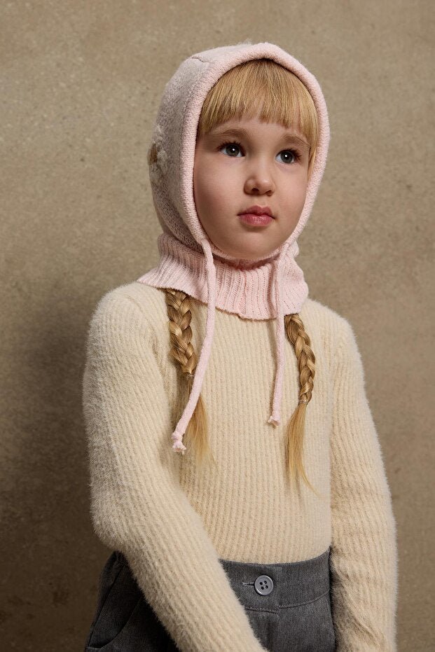 Knitted Balaclava Beanie - Pink Floral - TryAladdin