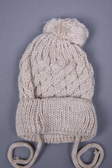 Knitted Pompom Tie - Strap Baby Beanie Hat - TryAladdin