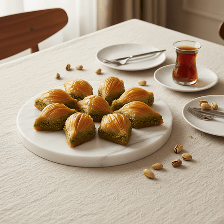 Kocak Gourmet Mussel Shell (Midye Style) Antep Pistachio Baklava - Premium Folded Pastry - 1kg - TryAladdin