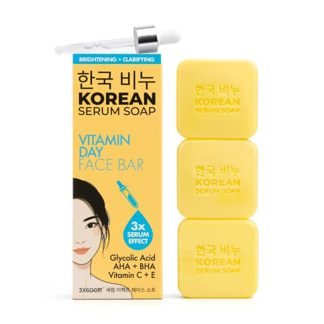 Korean Serum Vitamin Day Face Bar Soap - Revitalizing 3 - Pack (3 x 60g) - TryAladdin