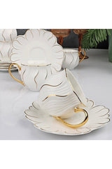 Kosova Evimsahane Premium Porcelain Coffee Set with 24K Gold Trim - 24 - Piece - TryAladdin