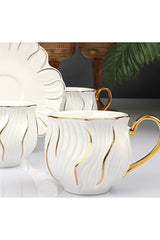 Kosova Evimsahane Premium Porcelain Coffee Set with 24K Gold Trim - 24 - Piece - TryAladdin
