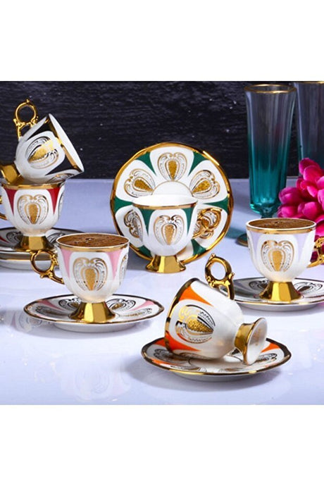 Kosova Harold Premium Porcelain Turkish Coffee Cup Set - 90ml Capacity - TryAladdin