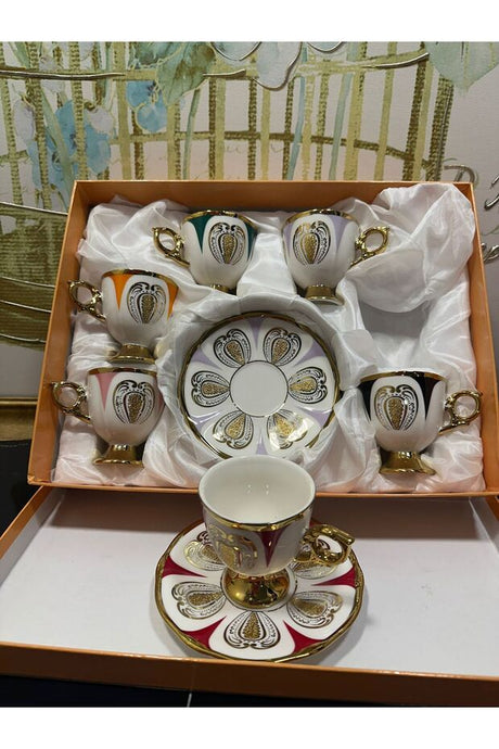 Kosova Harold Premium Porcelain Turkish Coffee Cup Set - 90ml Capacity - TryAladdin
