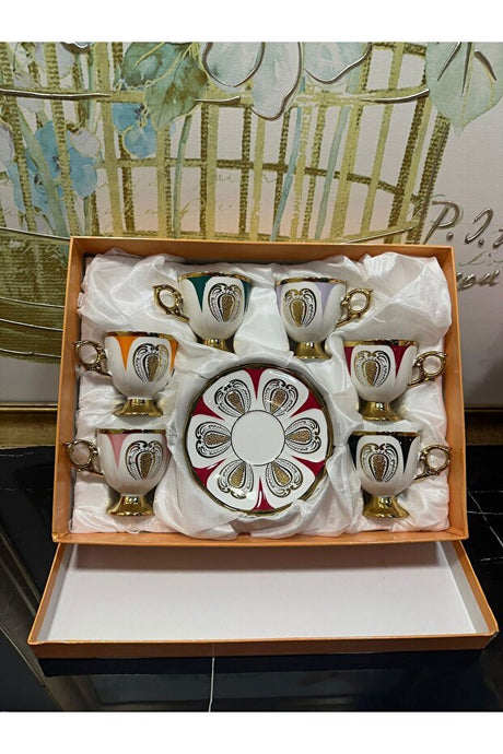 Kosova Harold Premium Porcelain Turkish Coffee Cup Set - 90ml Capacity - TryAladdin