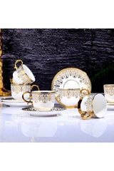 Kosova Isabella Premium Porcelain Coffee Cup & Saucer Set - 90ml Capacity, Set of 6 - TryAladdin