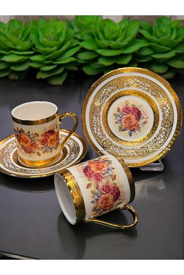 Kosova Professional Floral Turkish Coffee Cup Set - 90ml - TryAladdin