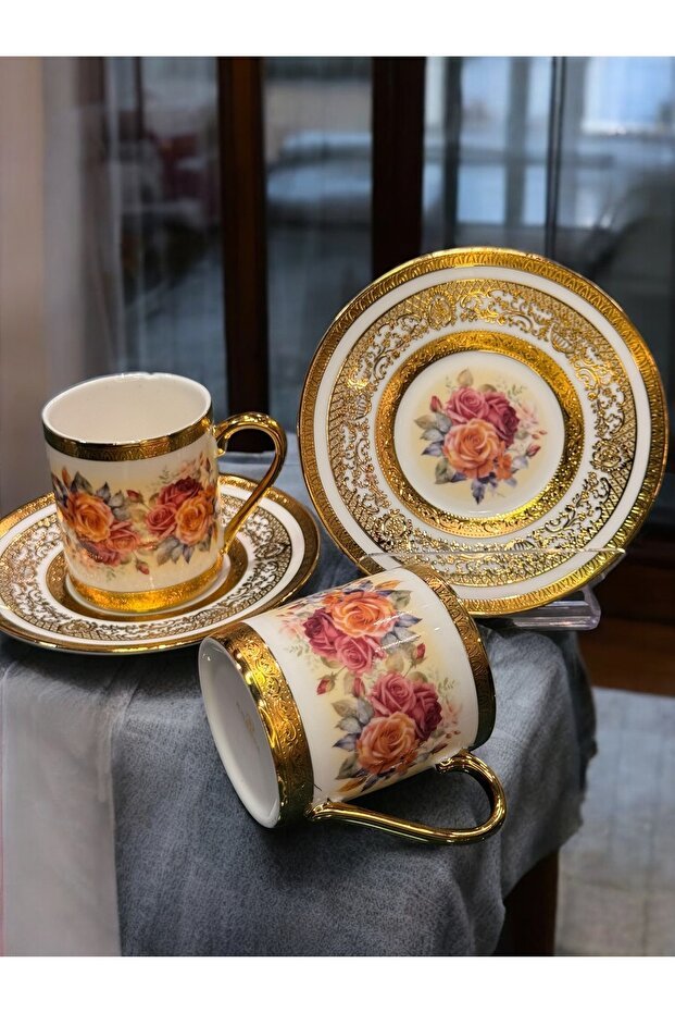 Kosova Professional Floral Turkish Coffee Cup Set - 90ml - TryAladdin