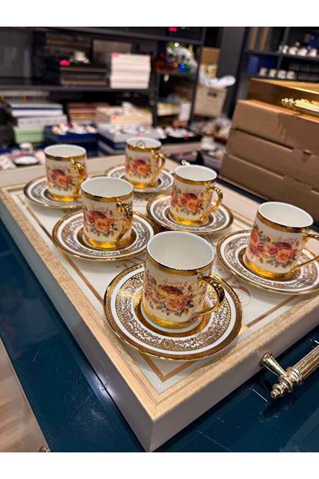 Kosova Professional Floral Turkish Coffee Cup Set - 90ml - TryAladdin