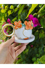 Kotyora Professional Handmade Ceramic Turkish Coffee Cup Set - Orange Kokos Girl Design - TryAladdin