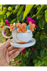 Kotyora Professional Handmade Ceramic Turkish Coffee Cup Set - Orange Kokos Girl Design - TryAladdin