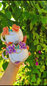 Kotyora Professional Handmade Ceramic Turkish Coffee Cup Set - Orange Kokos Girl Design - TryAladdin