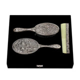 Ornate Silver-Tone Vanity Set - Vintage Floral Engraved Dresser Set