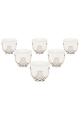 Kt Home Professional Porcelain Arabic Espresso Coffee Cup Set - Silver 6 - Piece - TryAladdin